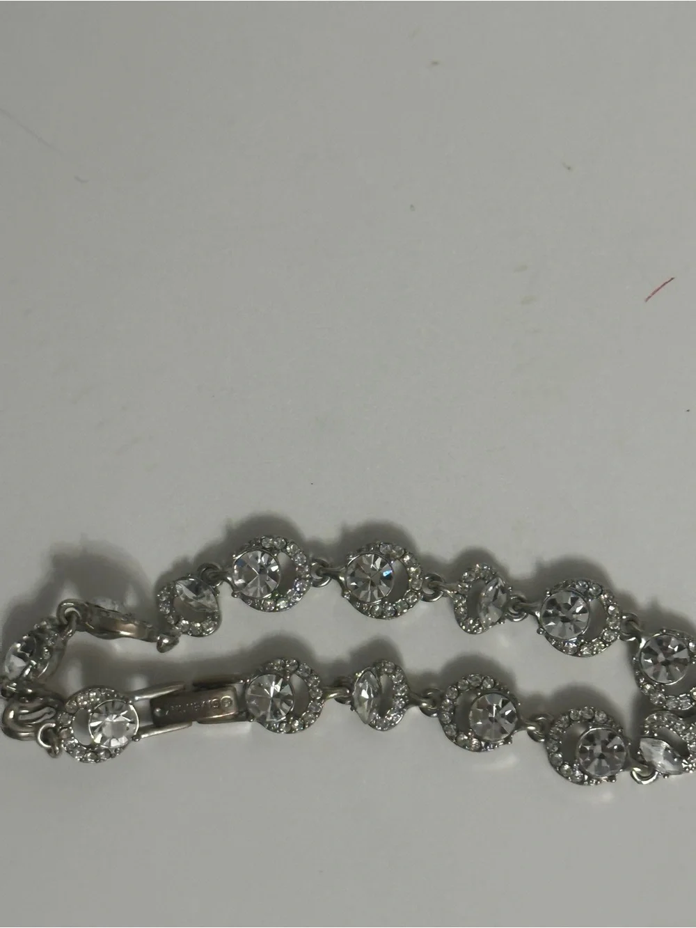 Givenchy Crystal Rhinestone Bracelet Silver Tone Signed Glam Evening Jewelry